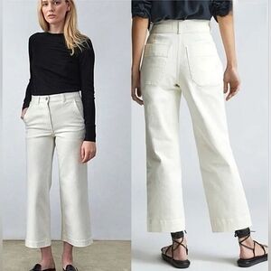 Everlane Women’s Cropped Wide-Leg Pants – Size 6 Regular – Bone/Cream Color